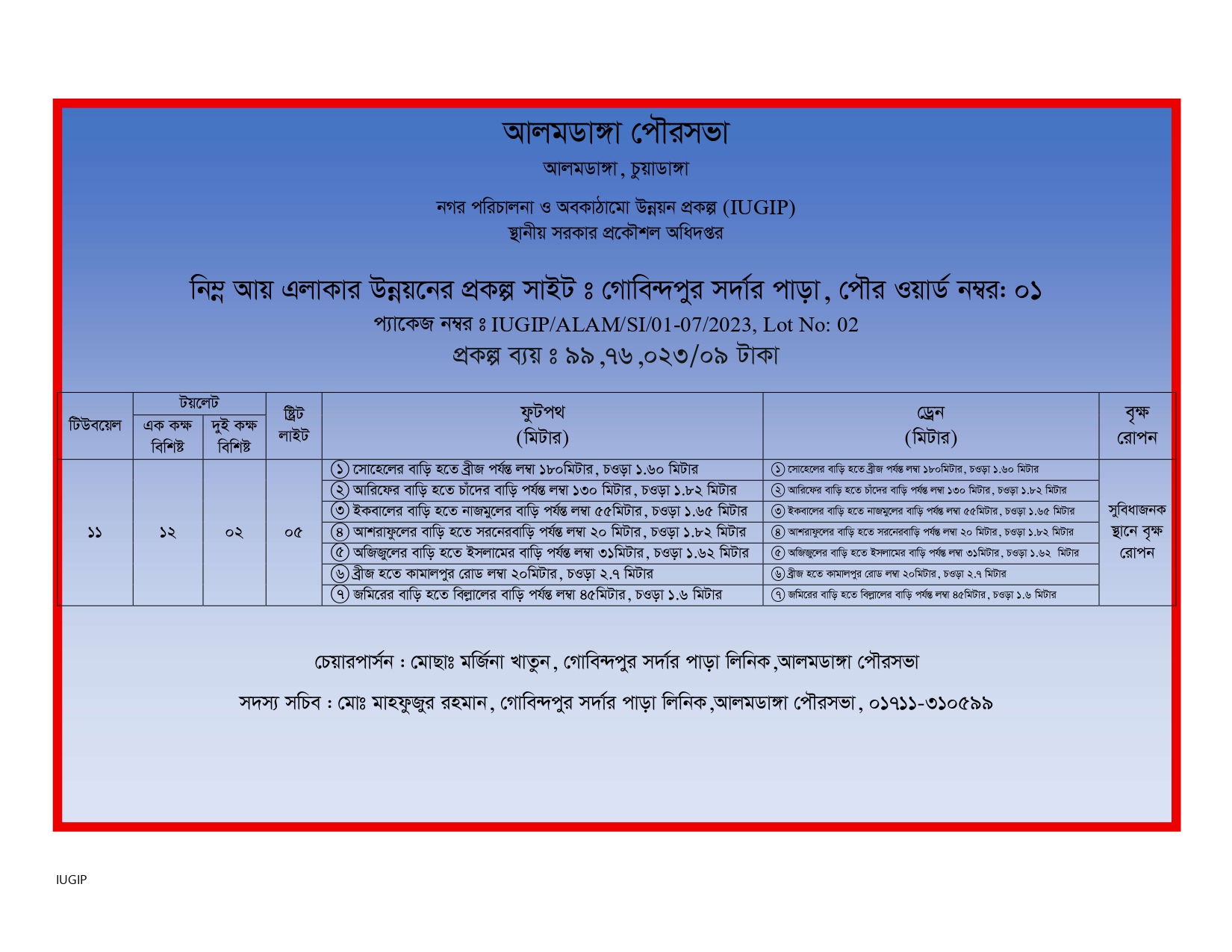 আলমডাঙ্গা পৌরসভার নিম্নআয় এলাকা প্রকল্প সাইট